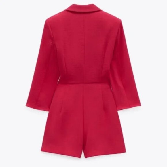 NWT ZARA BUCKLEWRAPJUMPSUITBLAZER ROMPER FUCHSIA CLUBCOCKTAILPARTY 0387/055/SZ S - Picture 5 of 14